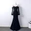 Abordable Noire Transparentes Robe De Soirée 2019 Trompette / Sirène Bretelles Spaghetti Gonflée Manches Longues Appliques En Dentelle Longue Dos Nu Robe De Ceremonie