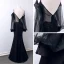 Abordable Noire Transparentes Robe De Soirée 2019 Trompette / Sirène Bretelles Spaghetti Gonflée Manches Longues Appliques En Dentelle Longue Dos Nu Robe De Ceremonie