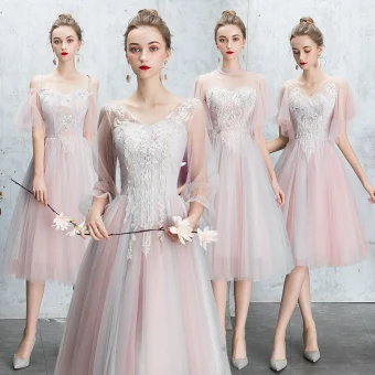 Remise Rougissant Rose Robe Demoiselle D Honneur 2019 Princesse Dos Nu Appliques En Dentelle Perle Faux Diamant Thé Longueur Volants Robe Pour Mariage