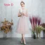 Discount Blushing Pink Bridesmaid Dresses 2019 A-Line / Princess Backless Appliques Lace Pearl Rhinestone Tea-length Ruffle Wedding Party Dresses