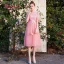 Remise Bleu Ciel Transparentes Robe Demoiselle D'honneur 2019 Princesse Appliques En Dentelle Thé Longueur Dos Nu Robe Pour Mariage