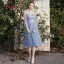 Remise Bleu Ciel Transparentes Robe Demoiselle D'honneur 2019 Princesse Appliques En Dentelle Thé Longueur Dos Nu Robe Pour Mariage