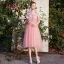 Remise Bleu Ciel Transparentes Robe Demoiselle D'honneur 2019 Princesse Appliques En Dentelle Thé Longueur Dos Nu Robe Pour Mariage
