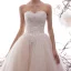 Beste Champagne Brudekjoler 2019 Prinsesse Kjæreste Avtakbar Bell ermer Ryggløse Appliques Blonder Beading Glitter Flekkete Tyll Chapel Train Buste