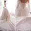 Beste Champagne Brudekjoler 2019 Prinsesse Kjæreste Avtakbar Bell ermer Ryggløse Appliques Blonder Beading Glitter Flekkete Tyll Chapel Train Buste
