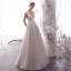 Best Champagne Outdoor / Garden Wedding Dresses 2019 Empire Deep V-Neck Sleeveless Backless Appliques Lace Beading Pearl Floor-Length / Long Ruffle