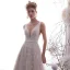 Best Champagne Outdoor / Garden Wedding Dresses 2019 Empire Deep V-Neck Sleeveless Backless Appliques Lace Beading Pearl Floor-Length / Long Ruffle