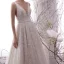 Best Champagne Outdoor / Garden Wedding Dresses 2019 Empire Deep V-Neck Sleeveless Backless Appliques Lace Beading Pearl Floor-Length / Long Ruffle