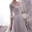 Beste Weiß Satin Durchsichtige Brautkleider / Hochzeitskleider 2019 A Linie Rundhalsausschnitt Geschwollenes Lange Ärmel Rückenfreies Applikationen Spitze Pailletten Perlenstickerei Kapelle-Schleppe Rüschen