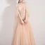 Elegant Champagne Evening Dresses  2019 A-Line / Princess Spaghetti Straps Sleeveless Appliques Flower Beading Floor-Length / Long Ruffle Backless Formal Dresses