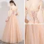 Elegant Champagne Evening Dresses  2019 A-Line / Princess Spaghetti Straps Sleeveless Appliques Flower Beading Floor-Length / Long Ruffle Backless Formal Dresses