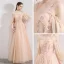 Elegant Champagne Evening Dresses  2019 A-Line / Princess Spaghetti Straps Sleeveless Appliques Flower Beading Floor-Length / Long Ruffle Backless Formal Dresses