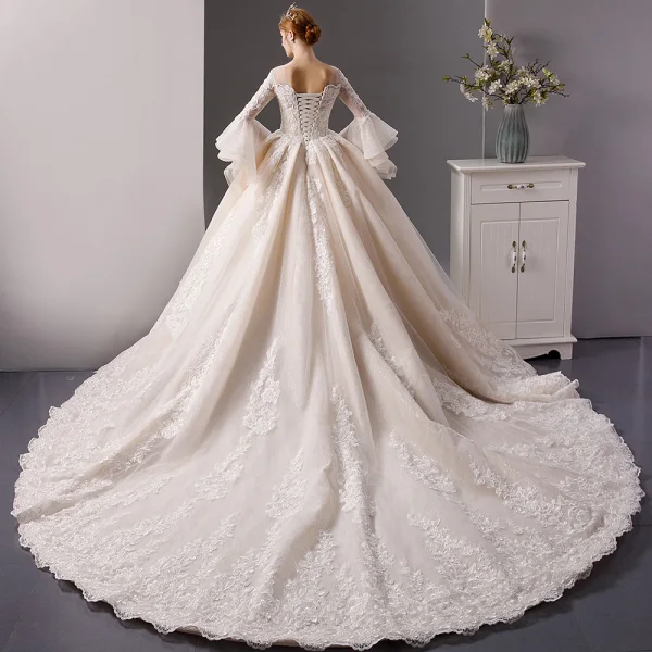 Verna Sin Tirante Novio Vestido Con Apertura Champán Tallas Grandes