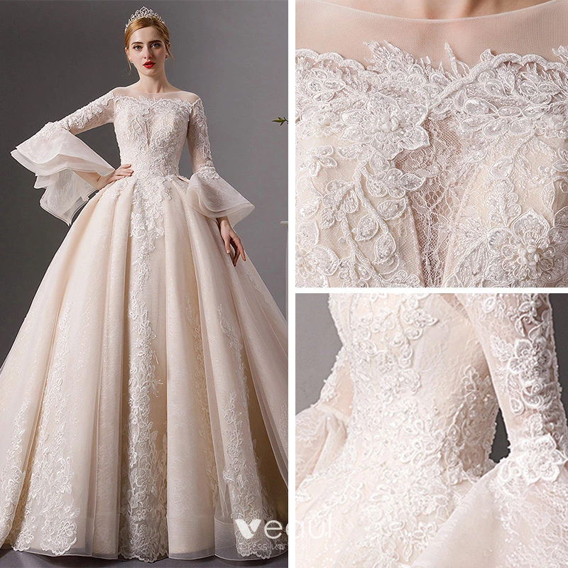 Verna Sin Tirante Novio Vestido Con Apertura Champán Tallas Grandes main image 1