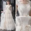 Romantique Champagne Jardin / Extérieur Robe De Mariée 2019 Princesse Encolure Carrée Sans Manches Dos Nu Appliques En Dentelle Perlage Noeud Ceinture Longue Volants