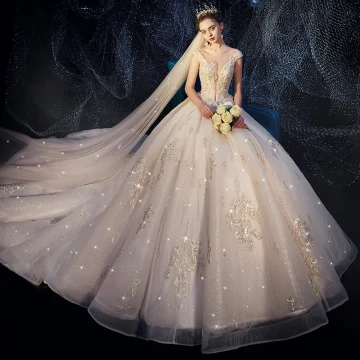 Luksusowe Kość Słoniowa Suknie Ślubne 2019 Princessa Przezroczyste Głęboki V Szyja Bez Rękawów Bez Pleców Aplikacje Z Koronki Rhinestone Frezowanie Perła Cekinami Tiulowe Trenem Katedra Wzburzyć