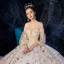 Luxus / Herrlich Ivory / Creme Brautkleider / Hochzeitskleider 2019 A Linie Off Shoulder Geschwollenes 3/4 Ärmel Rückenfreies Pailletten Star Glanz Tülle Perlenstickerei Kathedrale Schleppe Rüschen
