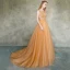 Illusion Orange Transparentes Robe De Soirée 2019 Princesse Encolure Carrée Sans Manches Appliques En Dentelle Ceinture Train De Balayage Volants Dos Nu Robe De Ceremonie