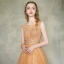 Illusion Orange Transparentes Robe De Soirée 2019 Princesse Encolure Carrée Sans Manches Appliques En Dentelle Ceinture Train De Balayage Volants Dos Nu Robe De Ceremonie