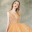 Illusion Orange Transparentes Robe De Soirée 2019 Princesse Encolure Carrée Sans Manches Appliques En Dentelle Ceinture Train De Balayage Volants Dos Nu Robe De Ceremonie