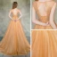 Illusion Orange Transparentes Robe De Soirée 2019 Princesse Encolure Carrée Sans Manches Appliques En Dentelle Ceinture Train De Balayage Volants Dos Nu Robe De Ceremonie