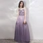 Schöne Lavendel Farbverlauf Violett Abendkleider 2019 A Linie Off Shoulder Kurze Ärmel Perlenstickerei Lange Rüschen Rückenfreies Festliche Kleider