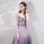 Schöne Lavendel Farbverlauf Violett Abendkleider 2019 A Linie Off Shoulder Kurze Ärmel Perlenstickerei Lange Rüschen Rückenfreies Festliche Kleider