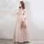 Chic / Beautiful Lilac Evening Dresses  2019 A-Line / Princess See-through Deep V-Neck Sleeveless Appliques Flower Beading Floor-Length / Long Ruffle Backless Formal Dresses