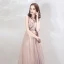 Chic / Beautiful Lilac Evening Dresses  2019 A-Line / Princess See-through Deep V-Neck Sleeveless Appliques Flower Beading Floor-Length / Long Ruffle Backless Formal Dresses