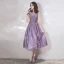 Bling Bling Lavande de retour Robe De Graduation 2019 Princesse Encolure Dégagée Manches de cloche Faux Diamant Glitter Polyester Thé Longueur Volants Dos Nu Robe De Ceremonie