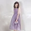 Bling Bling Lavande de retour Robe De Graduation 2019 Princesse Encolure Dégagée Manches de cloche Faux Diamant Glitter Polyester Thé Longueur Volants Dos Nu Robe De Ceremonie