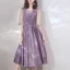 Bling Bling Lavande de retour Robe De Graduation 2019 Princesse Encolure Dégagée Manches de cloche Faux Diamant Glitter Polyester Thé Longueur Volants Dos Nu Robe De Ceremonie