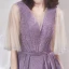 Bling Bling Lavande de retour Robe De Graduation 2019 Princesse Encolure Dégagée Manches de cloche Faux Diamant Glitter Polyester Thé Longueur Volants Dos Nu Robe De Ceremonie