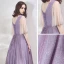 Bling Bling Lavande de retour Robe De Graduation 2019 Princesse Encolure Dégagée Manches de cloche Faux Diamant Glitter Polyester Thé Longueur Volants Dos Nu Robe De Ceremonie