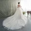 Vintage Champagner Spitze Brautkleider / Hochzeitskleider 2019 A Linie Off Shoulder Kurze Ärmel Rückenfreies Herzförmig Perlenstickerei Kapelle-Schleppe Rüschen