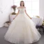 Affordable Champagne Outdoor / Garden Wedding Dresses 2019 A-Line / Princess Off-The-Shoulder Short Sleeve Backless Appliques Lace Beading Glitter Sequins Floor-Length / Long Ruffle