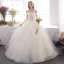 Affordable Champagne Outdoor / Garden Wedding Dresses 2019 A-Line / Princess Off-The-Shoulder Short Sleeve Backless Appliques Lace Beading Glitter Sequins Floor-Length / Long Ruffle