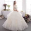 Affordable Champagne Outdoor / Garden Wedding Dresses 2019 A-Line / Princess Off-The-Shoulder Short Sleeve Backless Appliques Lace Beading Glitter Sequins Floor-Length / Long Ruffle