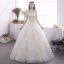 Affordable Ivory Outdoor / Garden Wedding Dresses 2019 A-Line / Princess Off-The-Shoulder 1/2 Sleeves Backless Appliques Lace Glitter Sequins Floor-Length / Long Ruffle