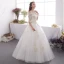 Affordable Ivory Outdoor / Garden Wedding Dresses 2019 A-Line / Princess Off-The-Shoulder 1/2 Sleeves Backless Appliques Lace Glitter Sequins Floor-Length / Long Ruffle