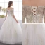 Affordable Ivory Outdoor / Garden Wedding Dresses 2019 A-Line / Princess Off-The-Shoulder 1/2 Sleeves Backless Appliques Lace Glitter Sequins Floor-Length / Long Ruffle