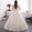 Affordable Champagne Outdoor / Garden Wedding Dresses 2019 A-Line / Princess See-through Deep V-Neck Bell sleeves Backless Appliques Lace Beading Floor-Length / Long Ruffle