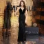 Chic / Belle Noire Robe De Soirée 2019 Trompette / Sirène Bretelles Spaghetti Sans Manches Gland Longue Dos Nu Robe De Ceremonie