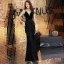 Chic / Belle Noire Robe De Soirée 2019 Trompette / Sirène Bretelles Spaghetti Sans Manches Gland Longue Dos Nu Robe De Ceremonie