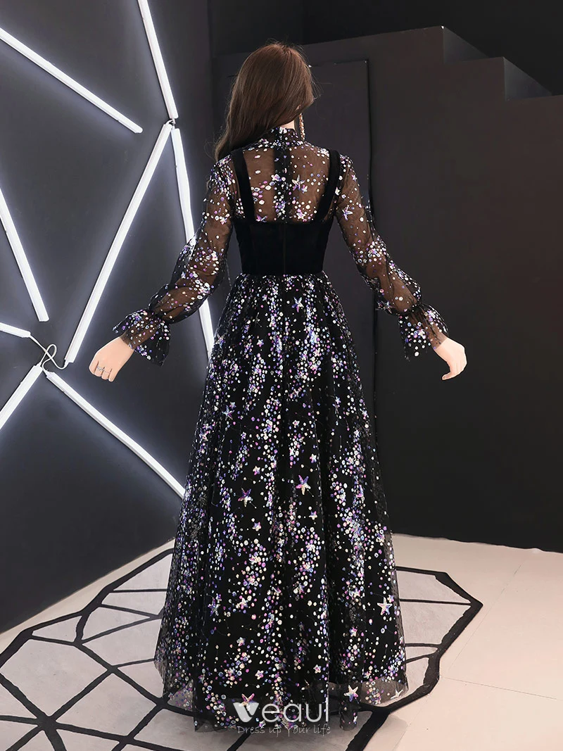 Ever-Pretty Dames Diepe V-hals Mermaid Prom Jurken Glitter Sequin Tulle Lange Meermin Empire Taille Formele Avondjurken Sexy Stoffig Blauw 48