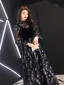 Bling Bling Noire Transparentes Robe De Soirée 2019 Princesse Col Haut Gonflée Manches Longues Glitter Paillettes Longue Volants Robe De Ceremonie
