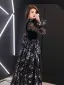 Bling Bling Noire Transparentes Robe De Soirée 2019 Princesse Col Haut Gonflée Manches Longues Glitter Paillettes Longue Volants Robe De Ceremonie