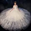 Best Ivory Outdoor / Garden Wedding Dresses 2019 Ball Gown Off-The-Shoulder Bell sleeves Backless Beading Appliques Lace Glitter Tulle Floor-Length / Long Ruffle
