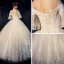 Best Ivory Outdoor / Garden Wedding Dresses 2019 Ball Gown Off-The-Shoulder Bell sleeves Backless Beading Appliques Lace Glitter Tulle Floor-Length / Long Ruffle