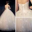 Elegant Elfenben Hage / utendørs Brudekjoler 2019 Ballkjole Kjæreste Uten Ermer Ryggløse Appliques Blonder Perle Glitter Tyll Lange Buste